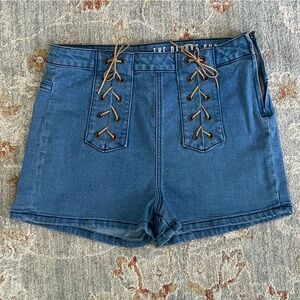Cotton On Blue Lace-Up Jean Shorts